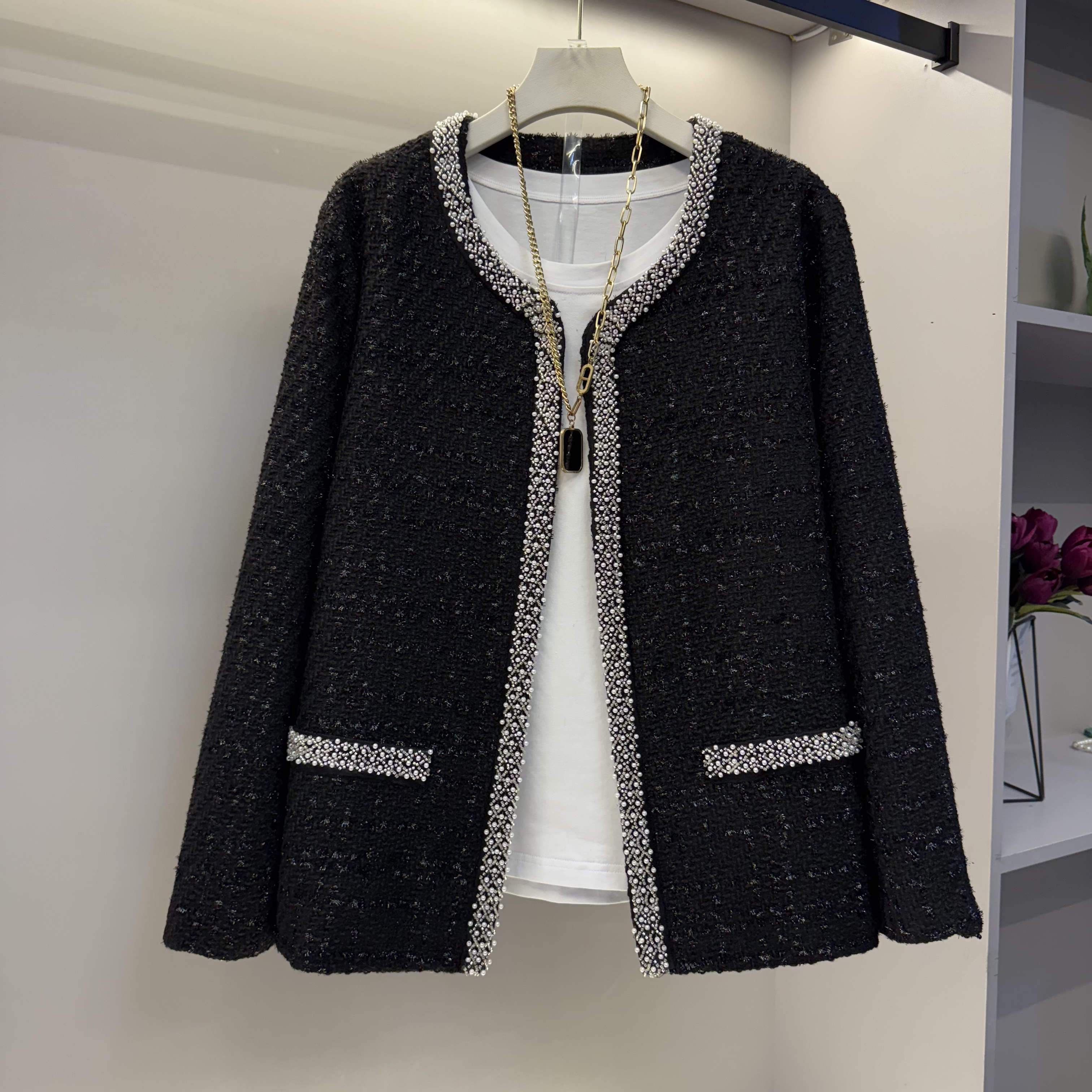 2025早春新款时尚洋气重工艺钉珠小香风外套