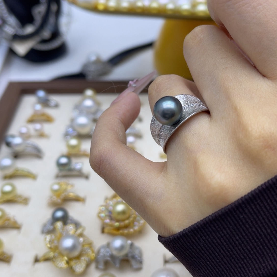 戒圈海水珍珠银S925镶嵌