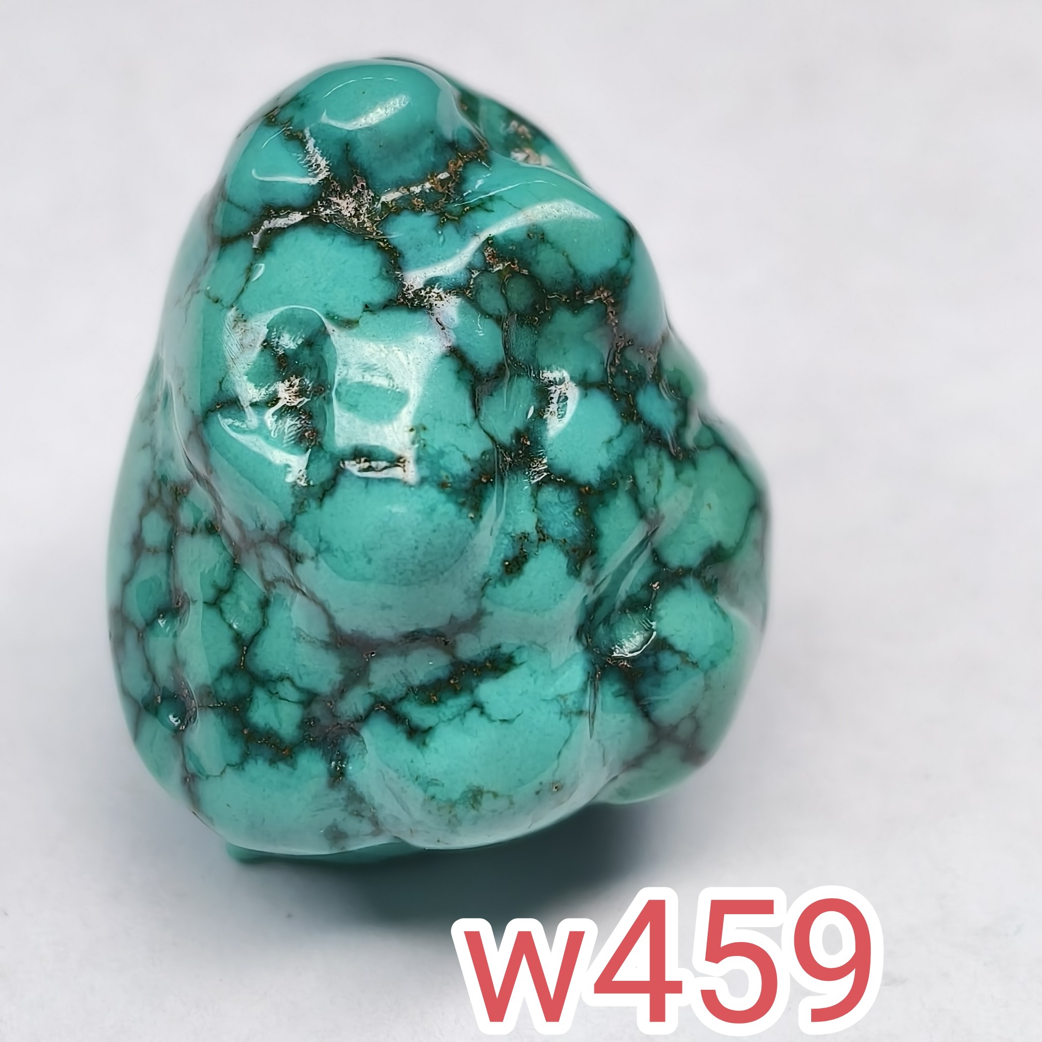 w459高瓷油绿网花随形单珠绿松石