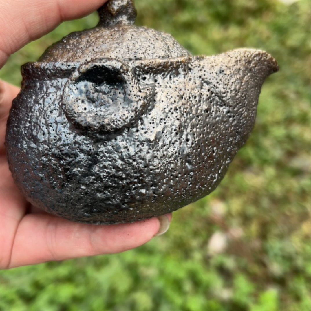 荥经黑砂明火炭烧柴烧全手工制作茶壶