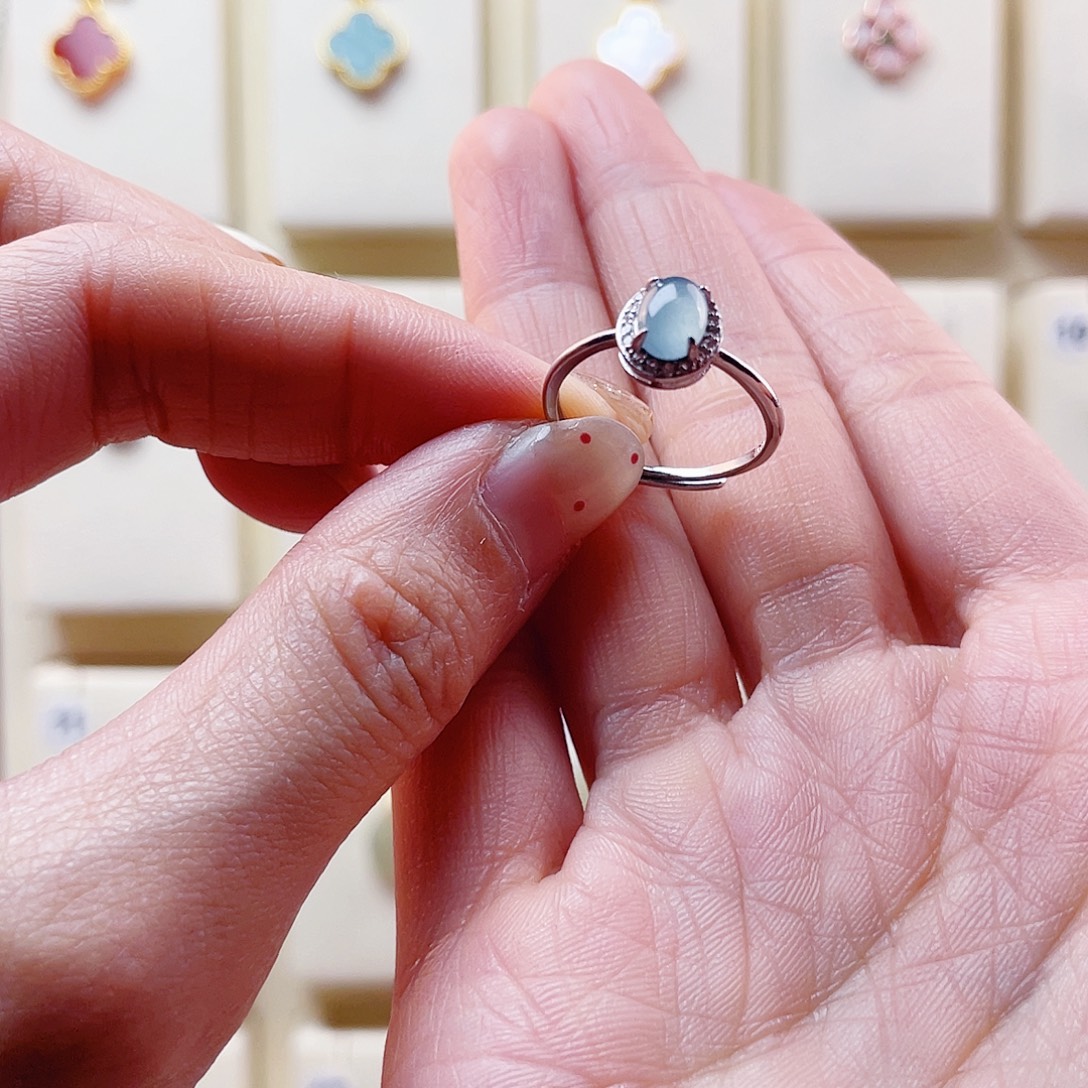 翡翠银S925镶嵌戒指戒指