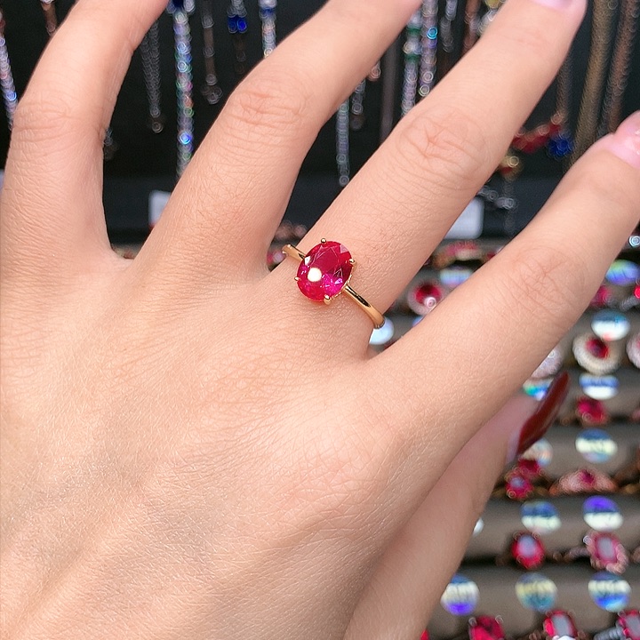 红宝石戒指银S925镶嵌79
