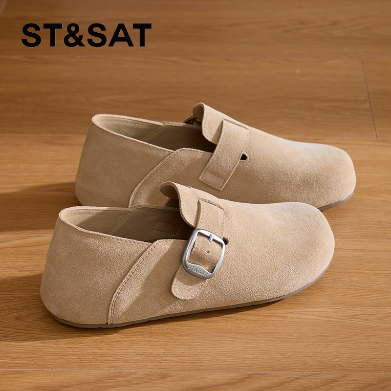 星期六勃肯鞋女2025春季新款女款女鞋爆款真皮百搭平底鞋子单鞋