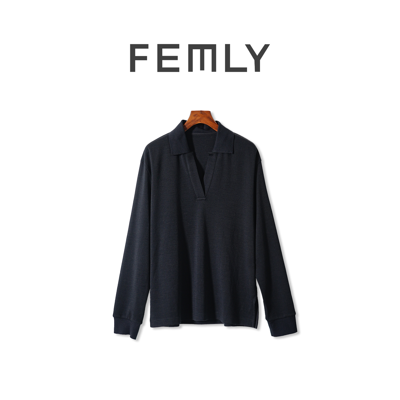 FEMLY/法曼丽 老钱风简约优雅慵懒风针织衫W5090