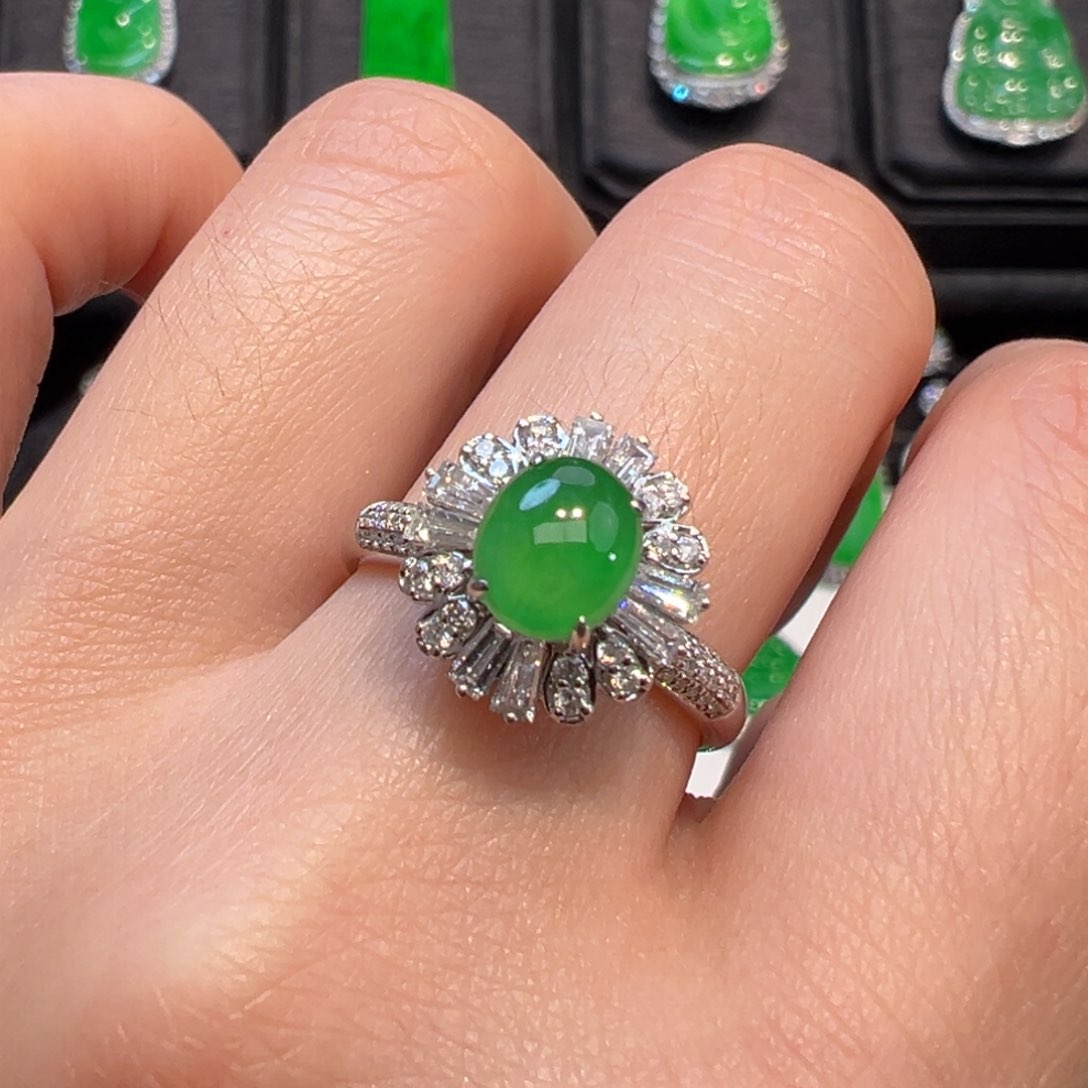 翡翠戒指18K金镶嵌收到货48小时鉴赏期