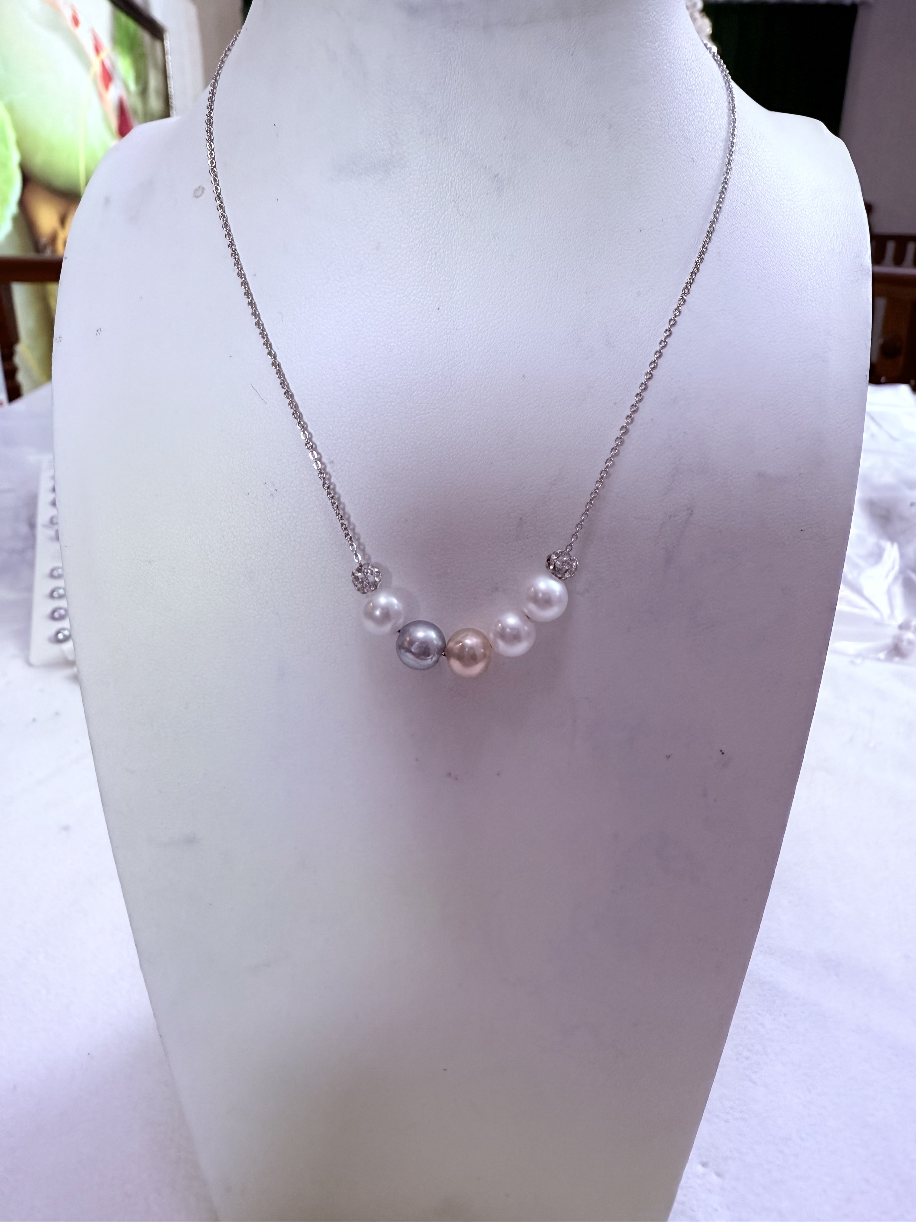 【新品-微笑链】7mm天然海水珍珠微笑链时尚百搭简约强光