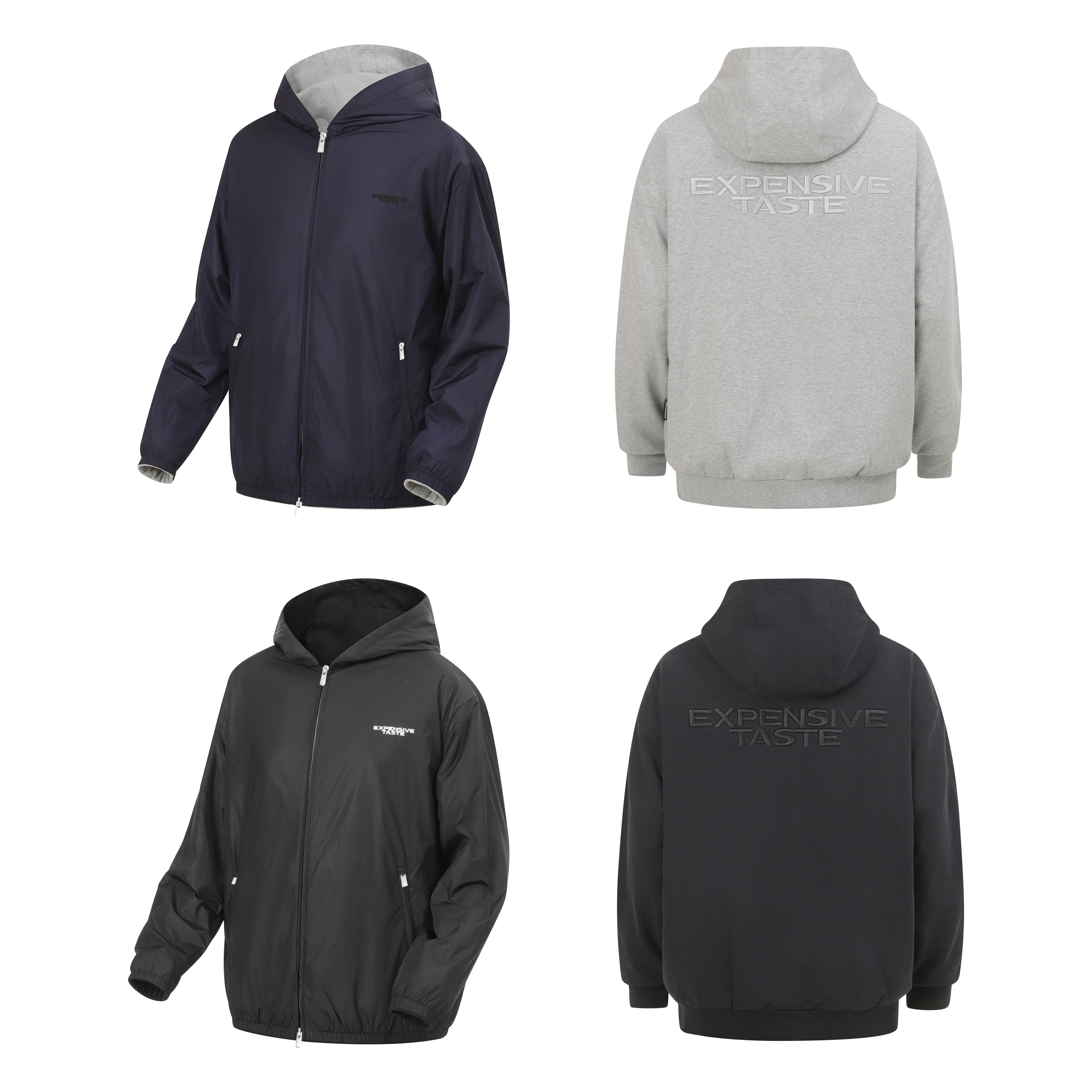 Expensive Taste双面穿直拉卫衣帽衫夹克-H10