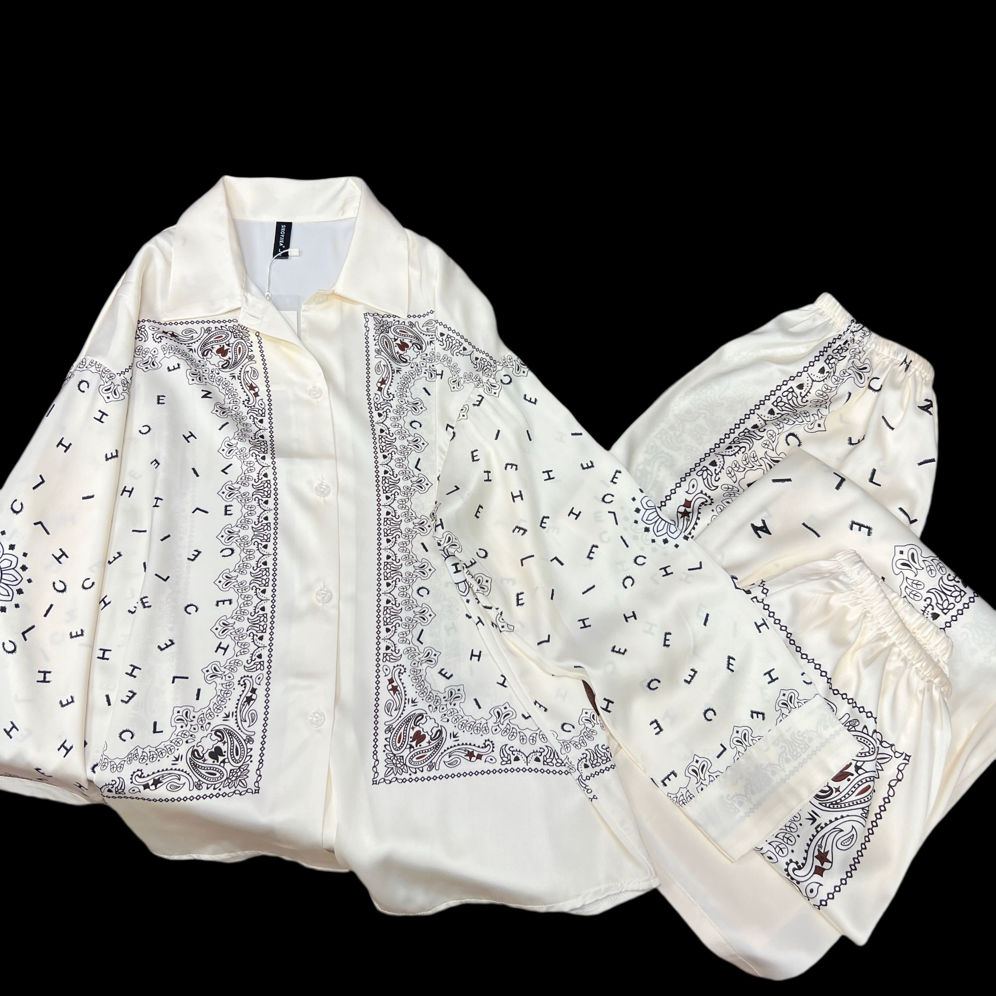 女爆款睡衣女柔光软丝春季甜美舒适印花可外穿冰丝三件套装家居服