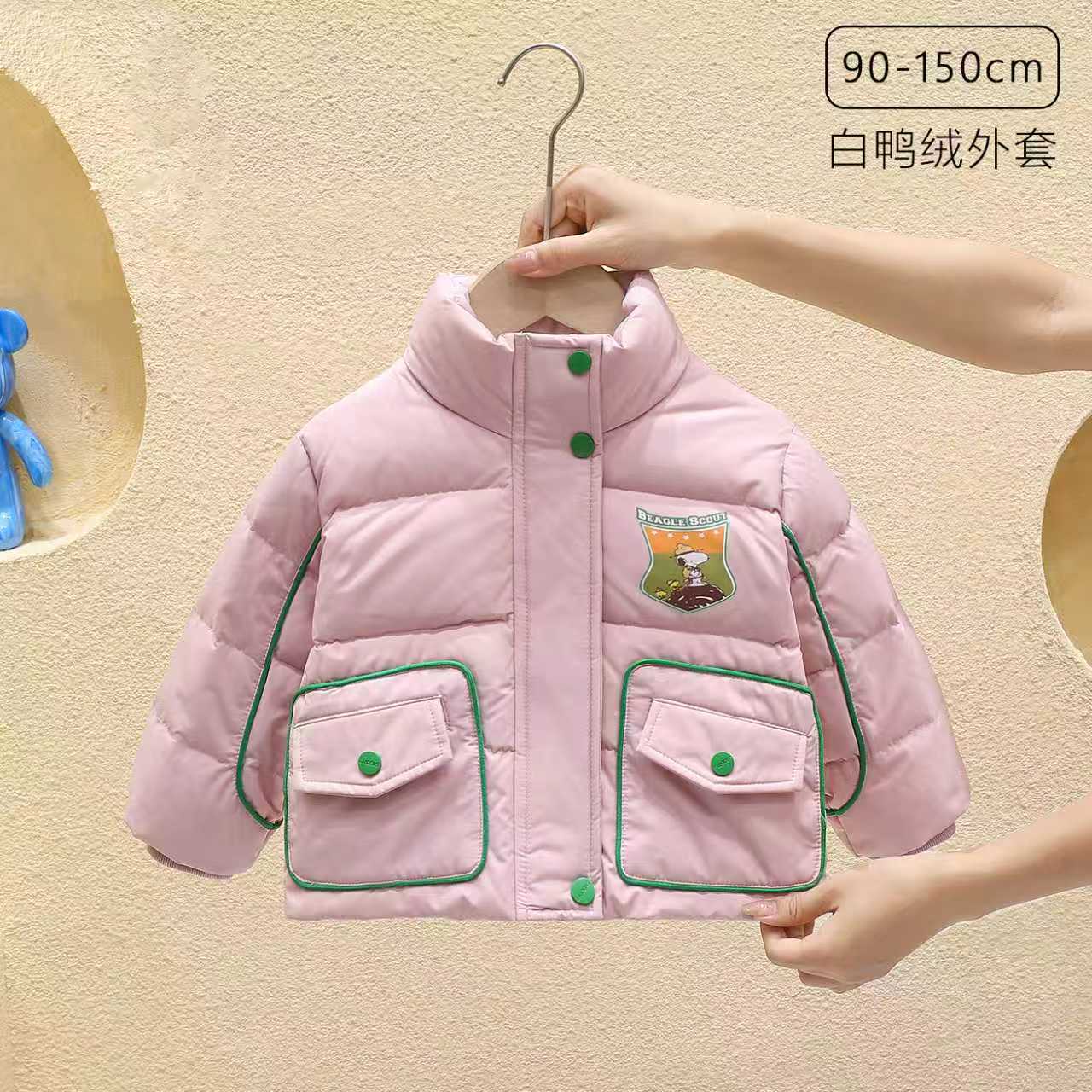 (1001-1050)史努比卡通棉袄童装新中式羽绒时尚儿童羽绒服白鸭绒