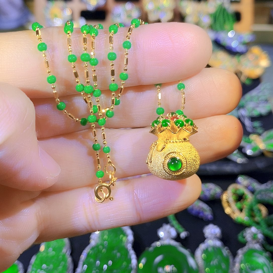 吊坠(不含链)银S925镶嵌翡翠