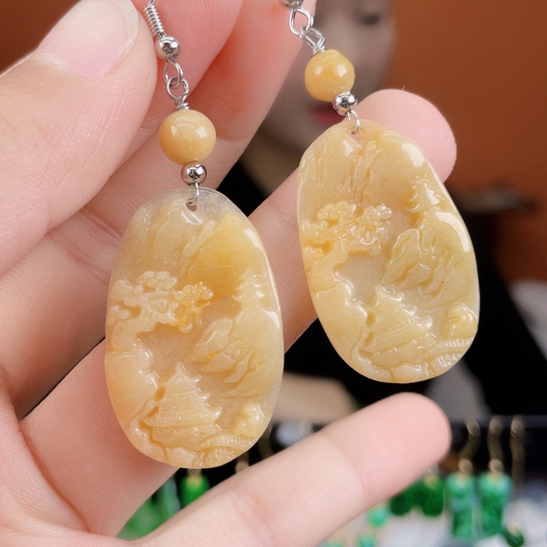 翡翠未镶嵌耳饰饰品