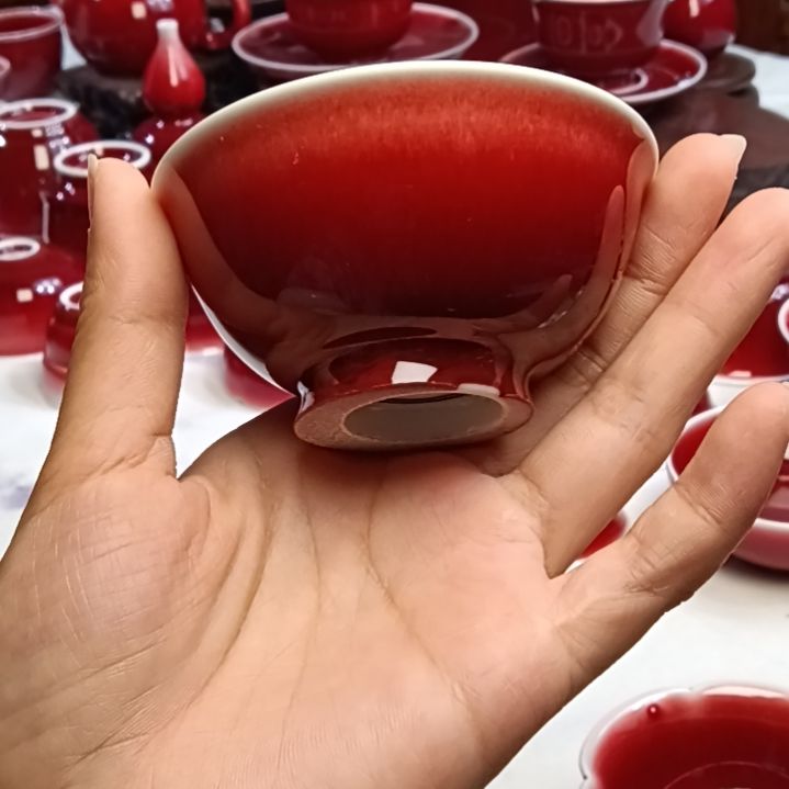 陶景德镇纯手工原矿郎红小茶杯