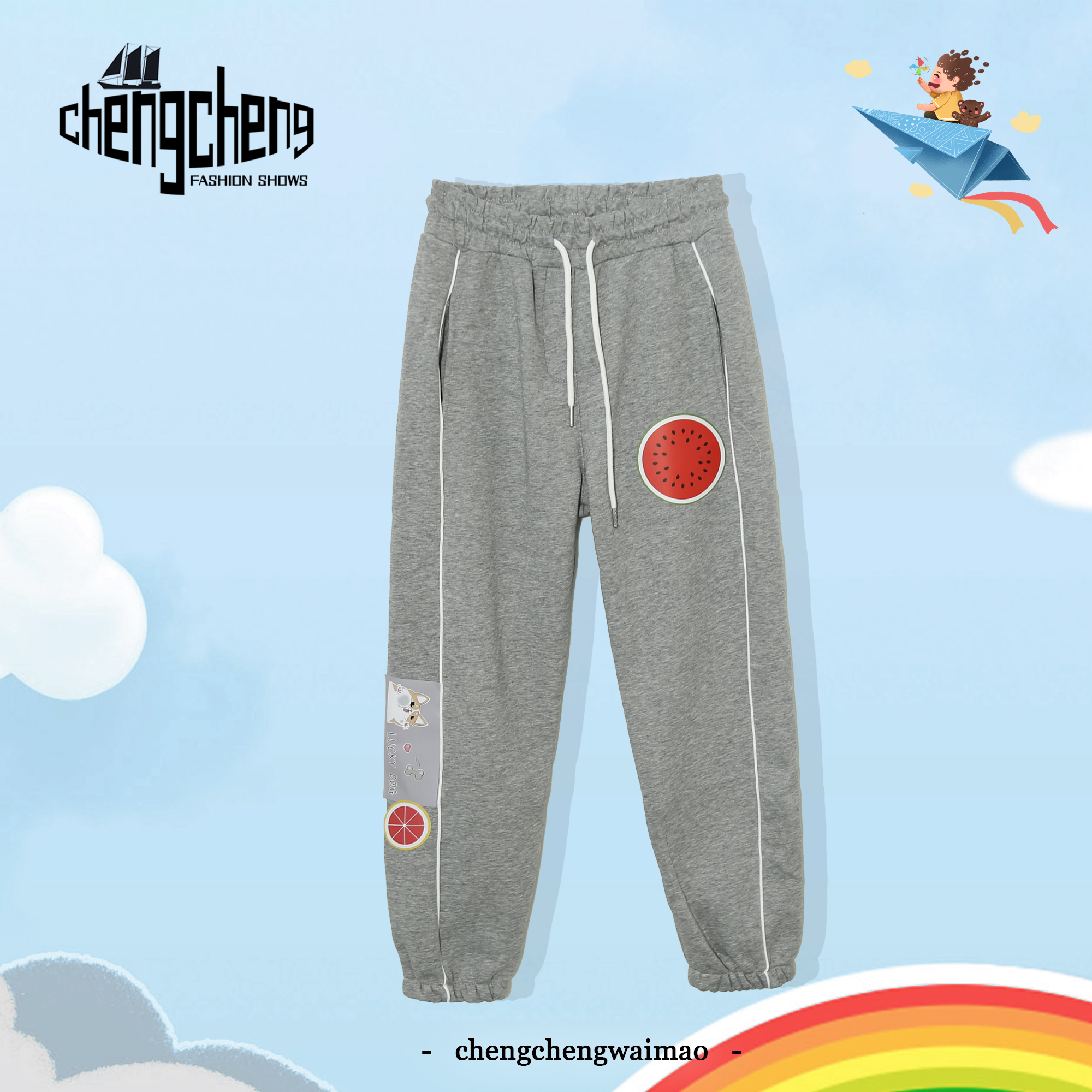 秋冬款时尚休闲薄绒柔软舒适宽松时尚潮流新款中大童卫裤PA-N516