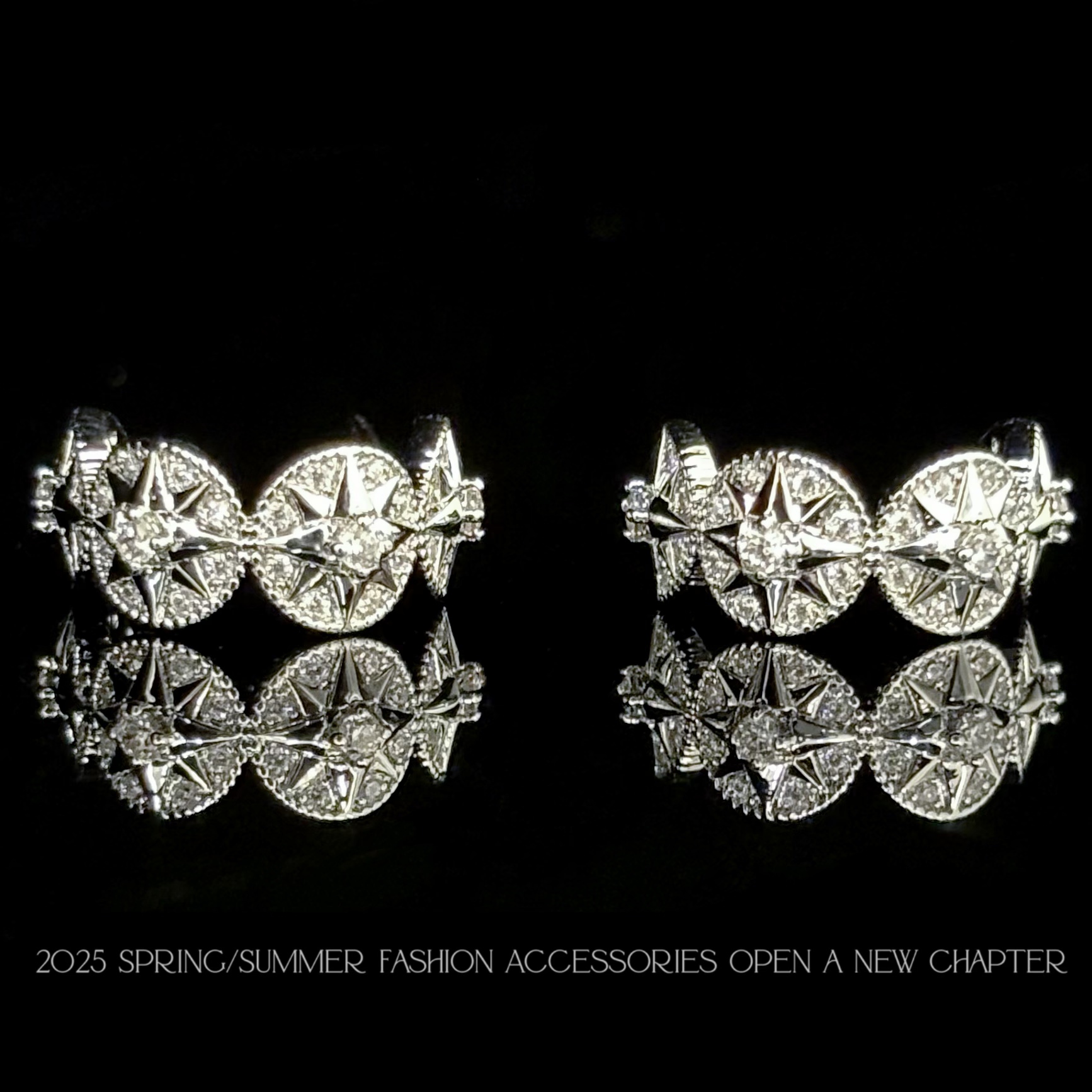 铜合金耳饰 镀K金 2025款C8086【八芒星环银】铂堡俪 BOBAOLI 耳钉