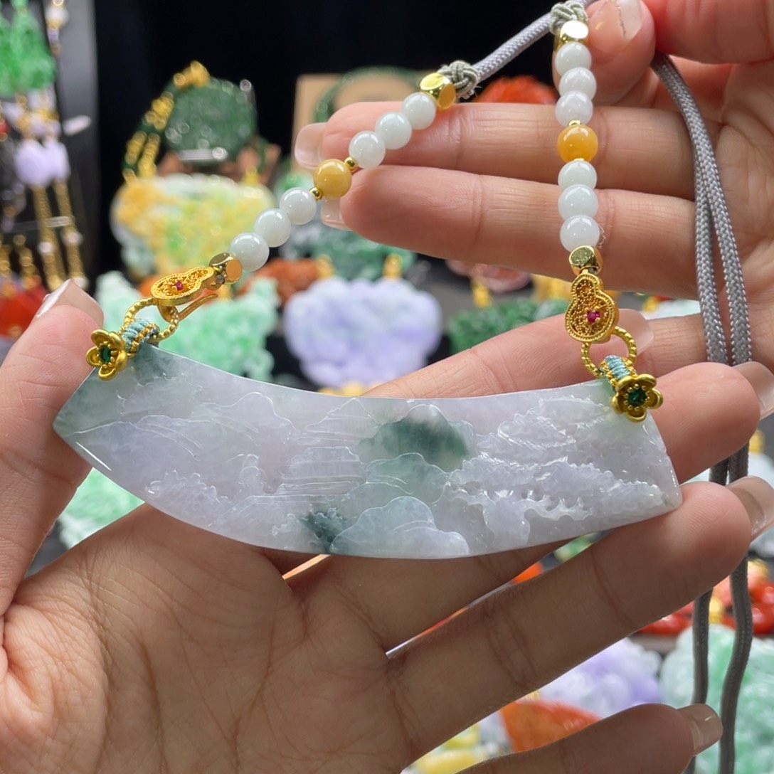 翡翠颈饰未镶嵌代编织