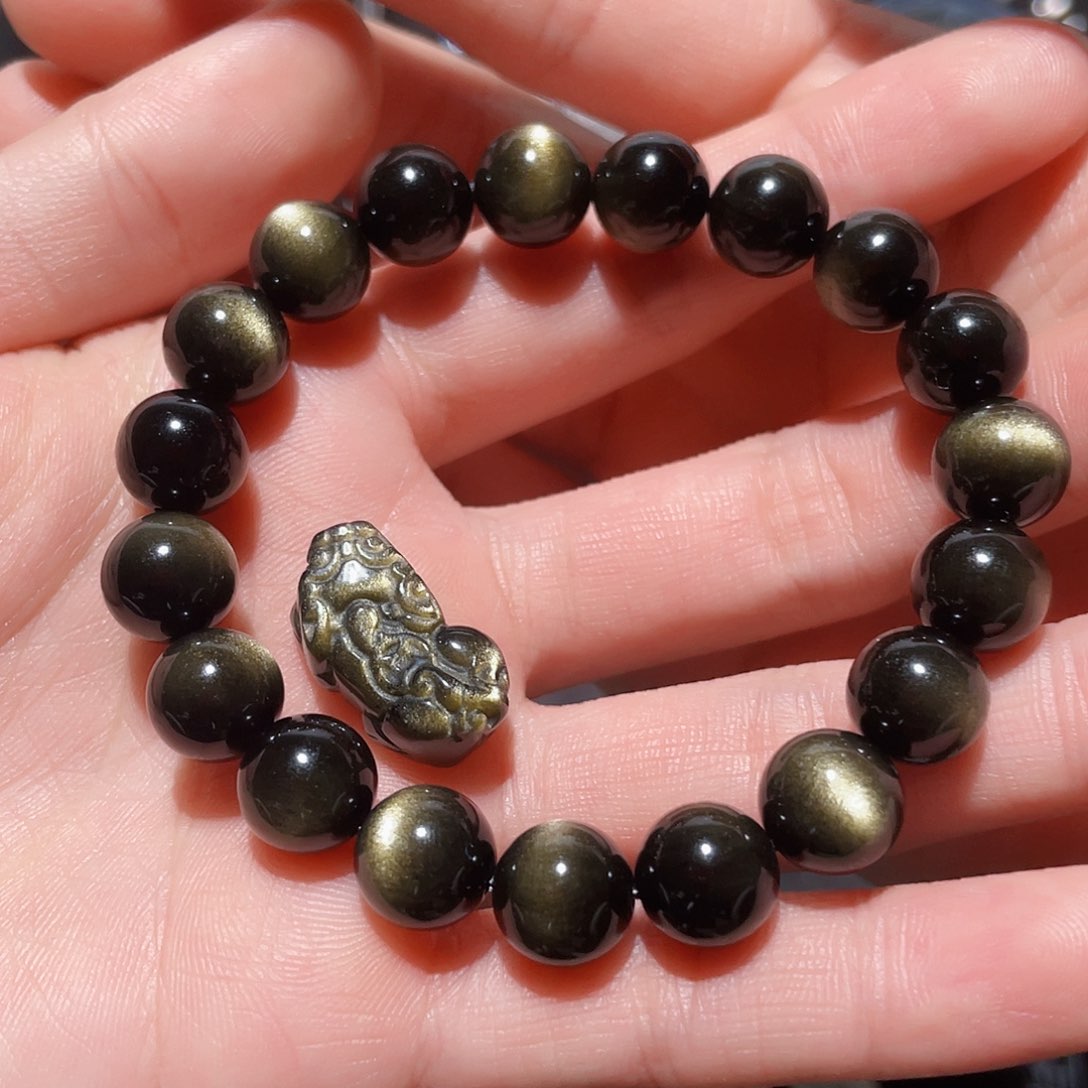 黑曜岩手链未镶嵌自***是