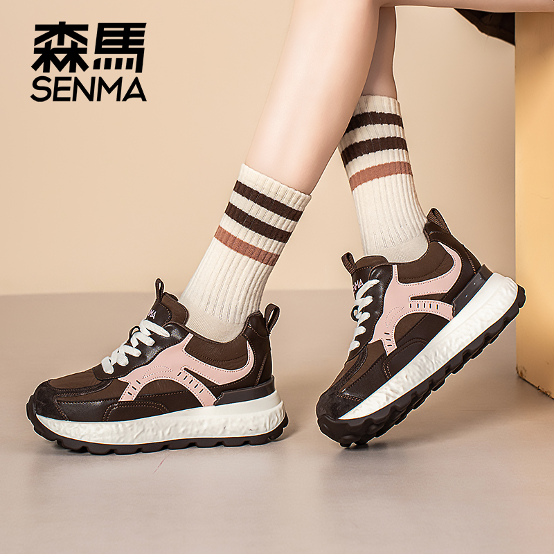 SENMA/森马秋冬季新款舒适加绒厚底增高百搭软底防滑运动休闲鞋潮