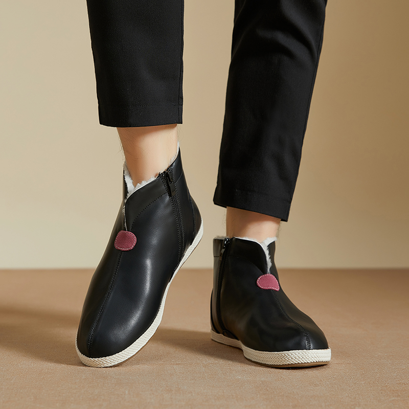 BUYUTANG/布语堂2025冬季新款加厚绒保暖高帮真皮雪地靴男女同款