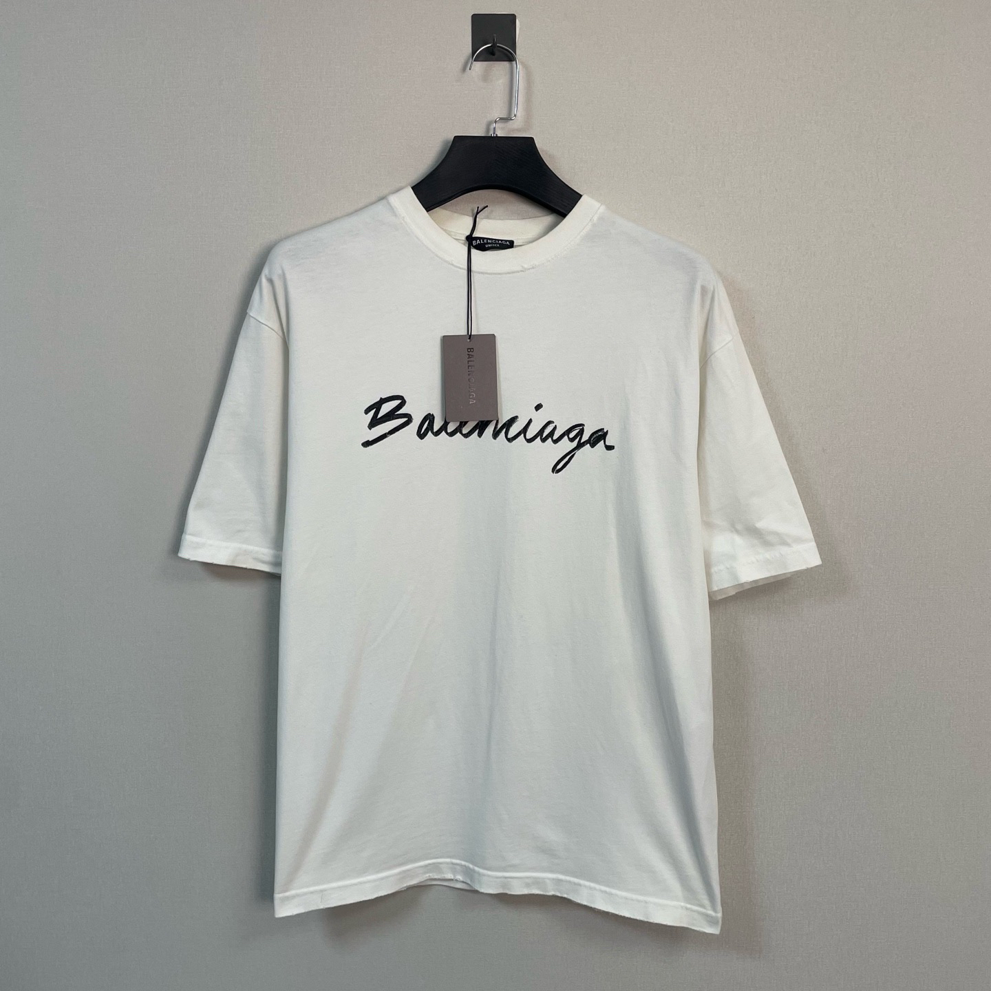 未使用 Balenciaga/巴黎世家 草写字母短袖/M码/带吊/价5100