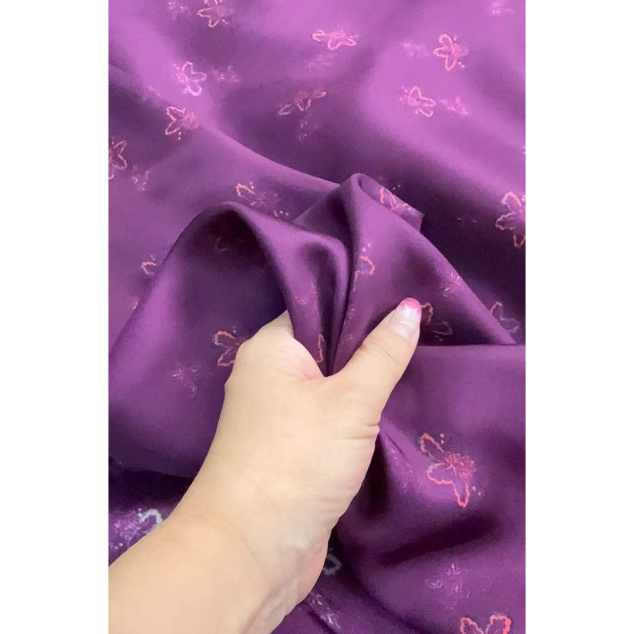 RATTI 长丝VI紫色底印花衬衫反面缎质感面料 宽140CM意大利进口