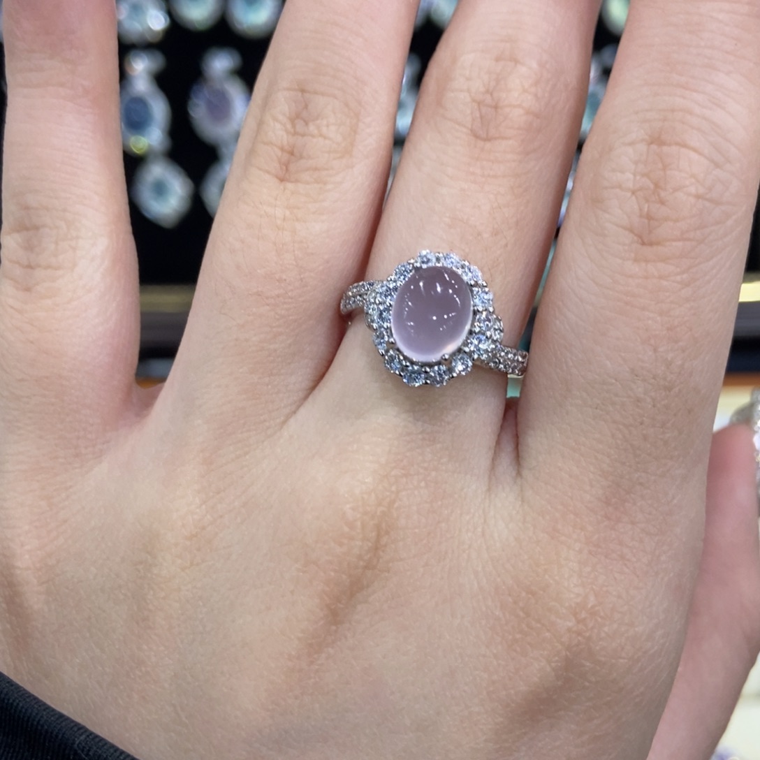 戒指萤石银S925镶嵌