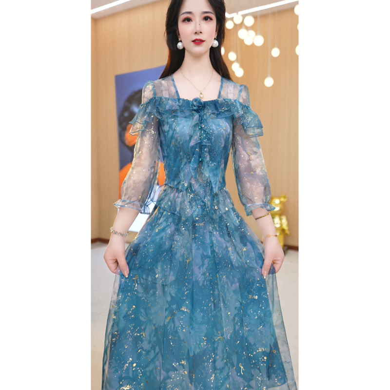 【上下套装】新款U领修身显瘦秋季时尚洋气气质两件套套装裙