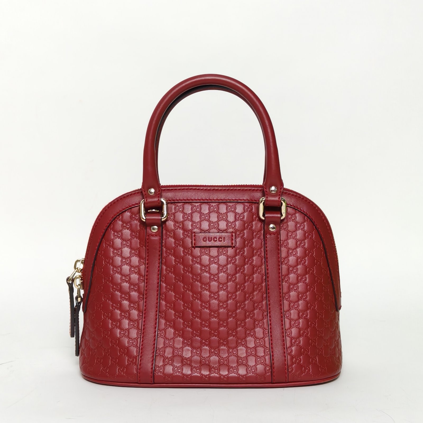 95新 GUCCI/古驰 【娇】GG压纹 贝壳包 23红色皮革C 浅金扣 825709