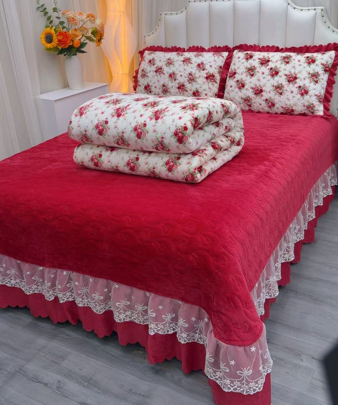 牛奶绒加绒加厚床盖四件套冬季加绒被套床品牛奶绒四件套新款加厚