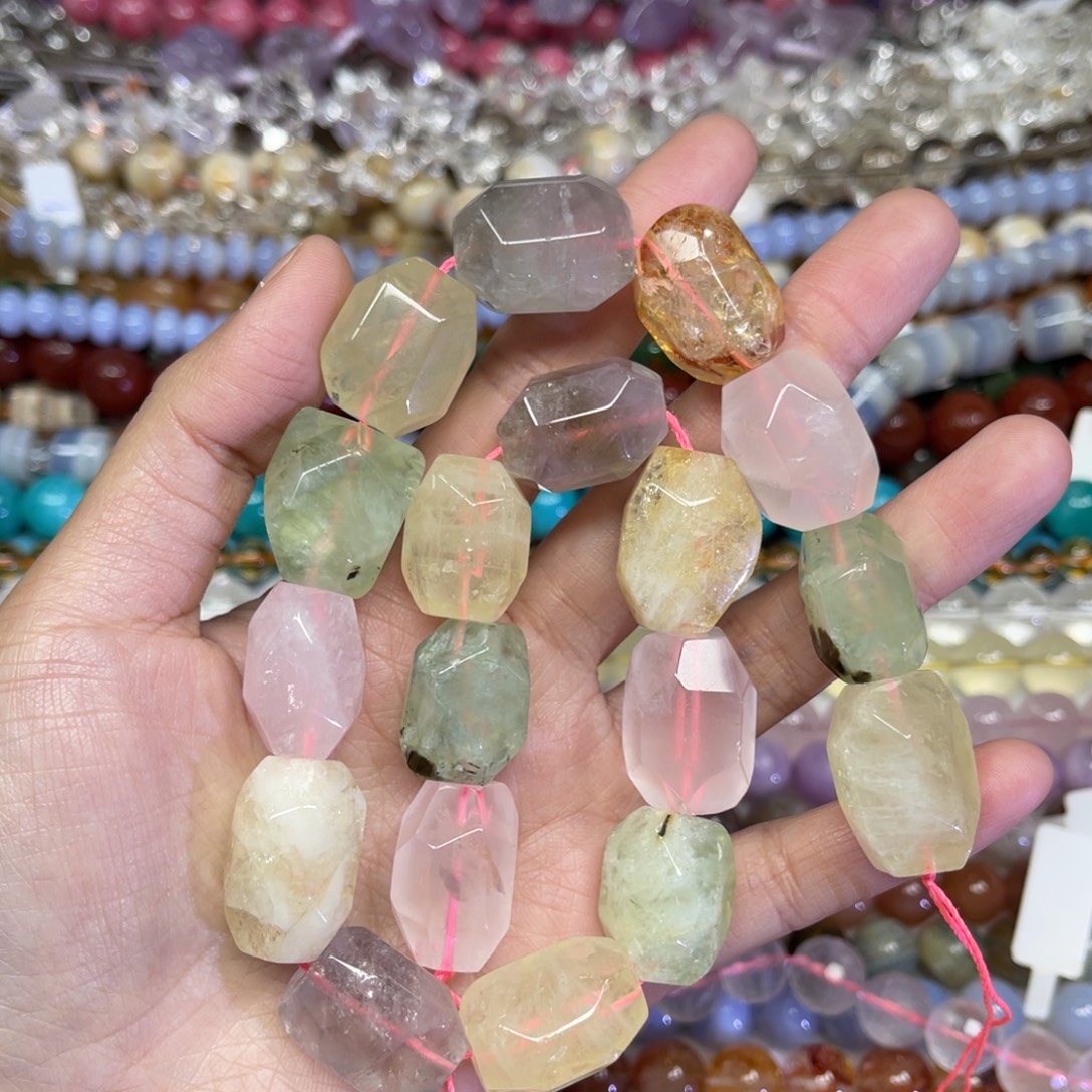 玛瑙/玉髓散珠天然多宝水晶卡13到17长条38厘米