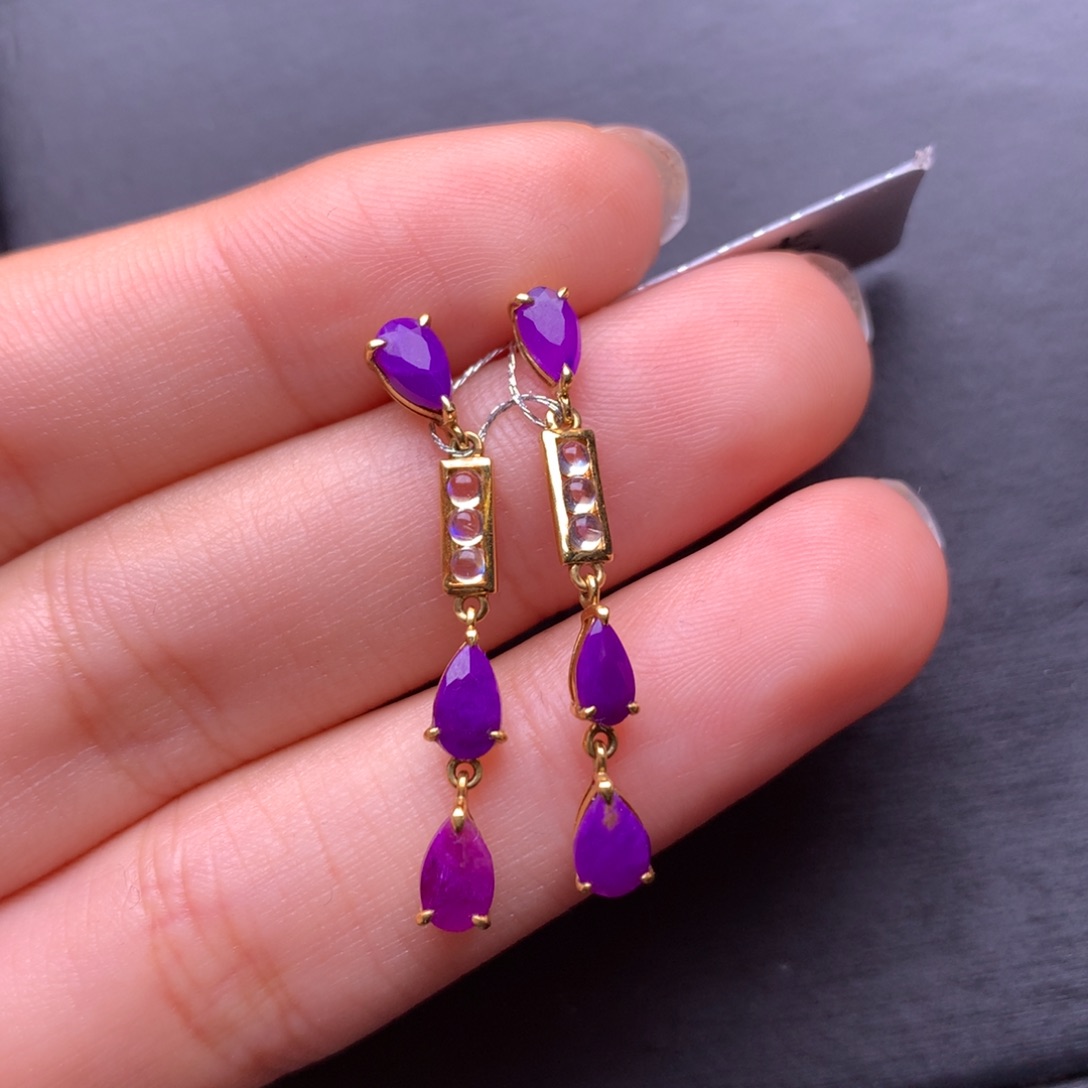 苏纪石（舒俱来）18K金镶嵌耳坠