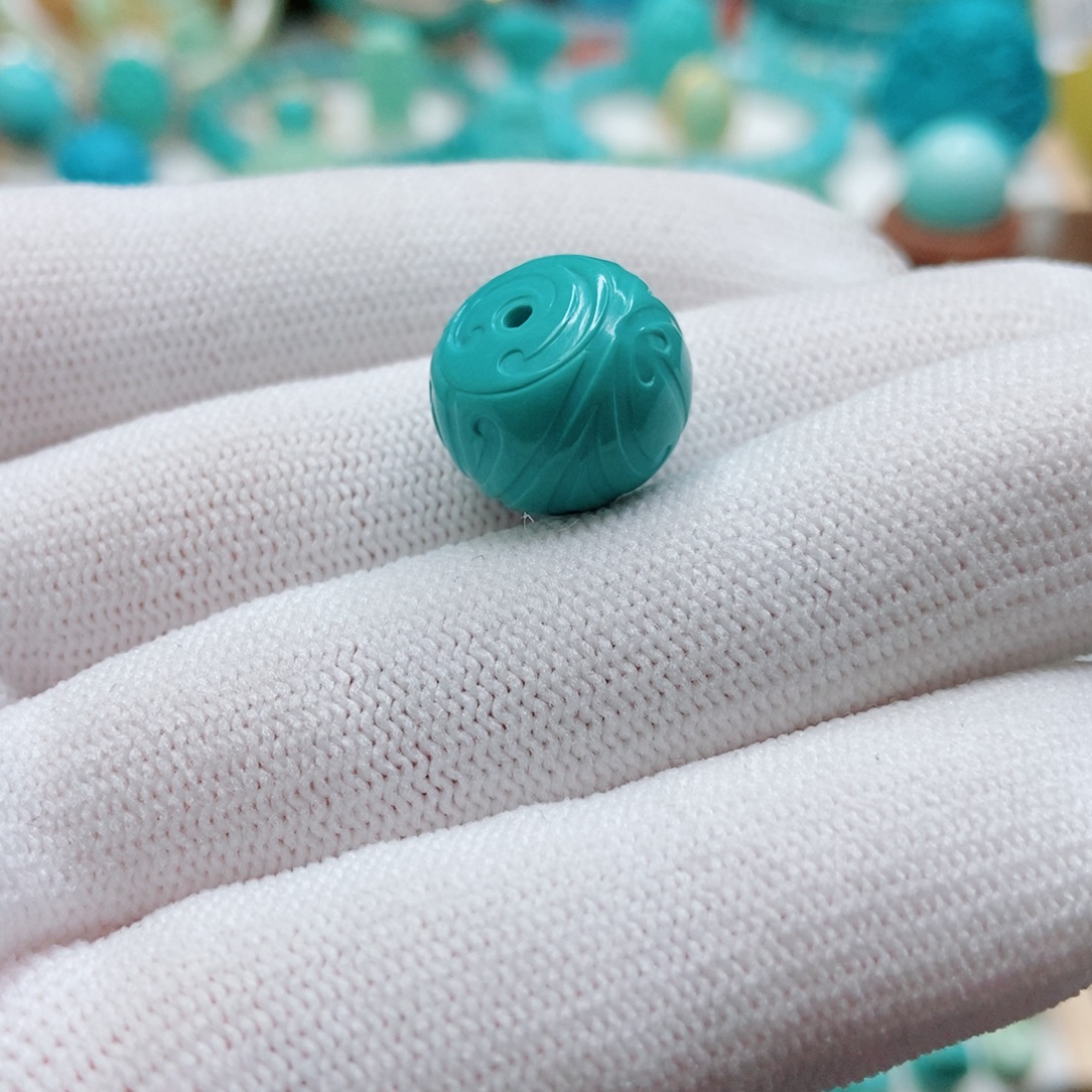 绿松石未镶嵌博古珠子14m