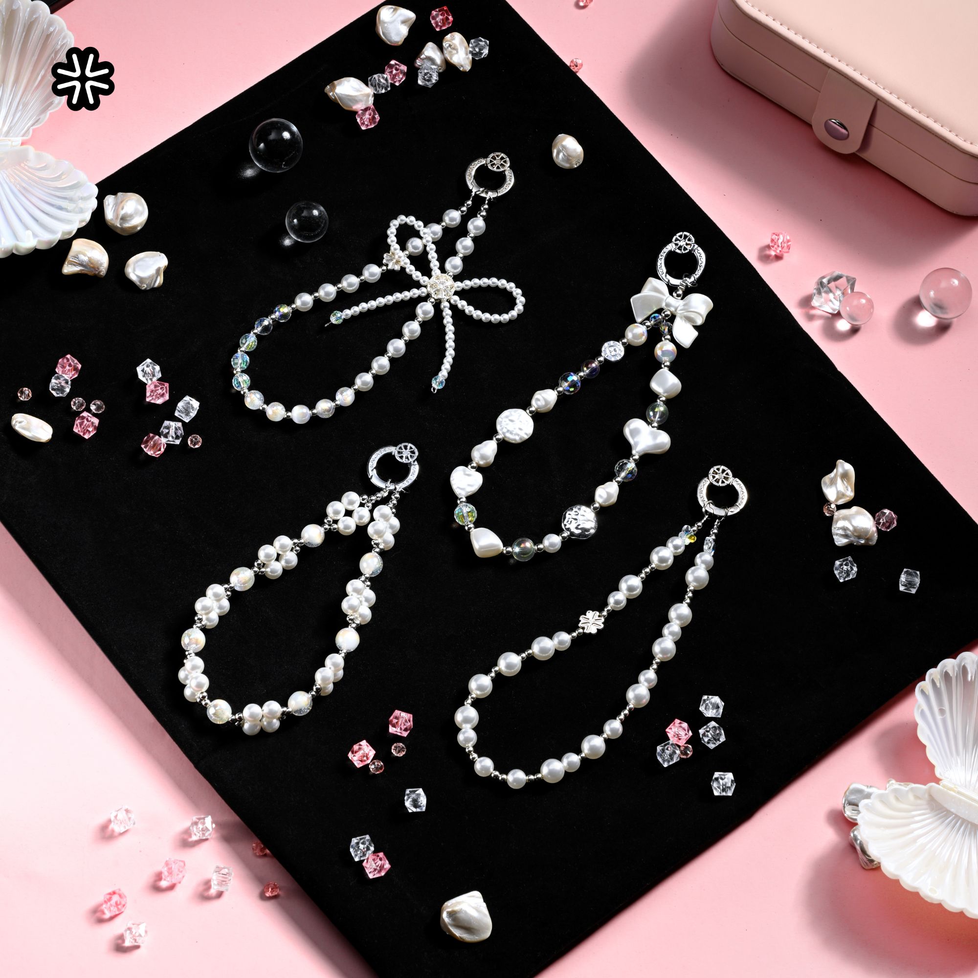 kakaskin/卡卡思珍珠系列手机挂链精致时尚蝴蝶结珠饰手机链网红