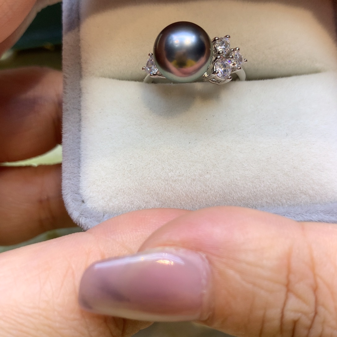 银S925镶嵌戒指海水珍珠