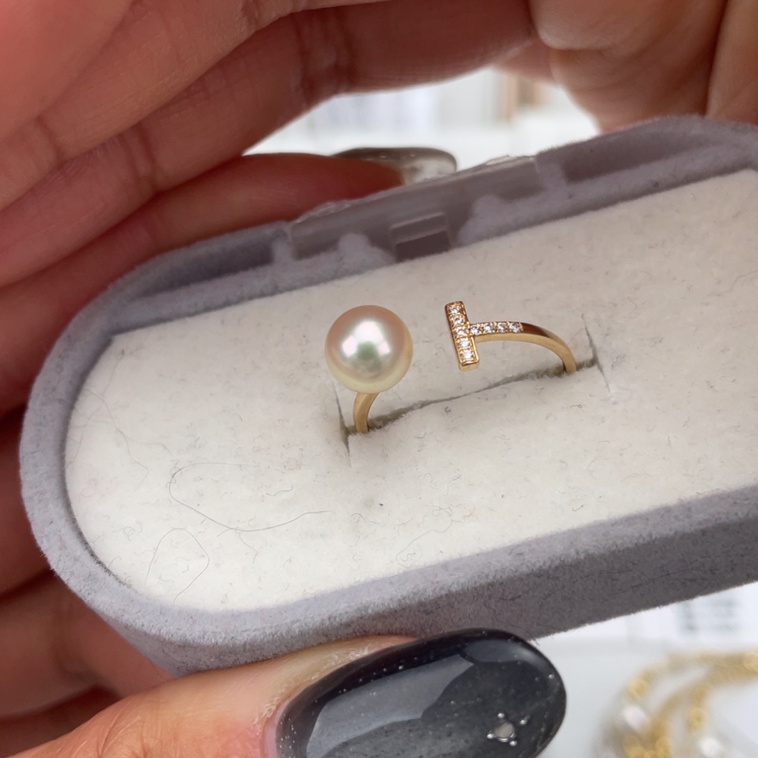 海水珍珠戒指14K金镶嵌