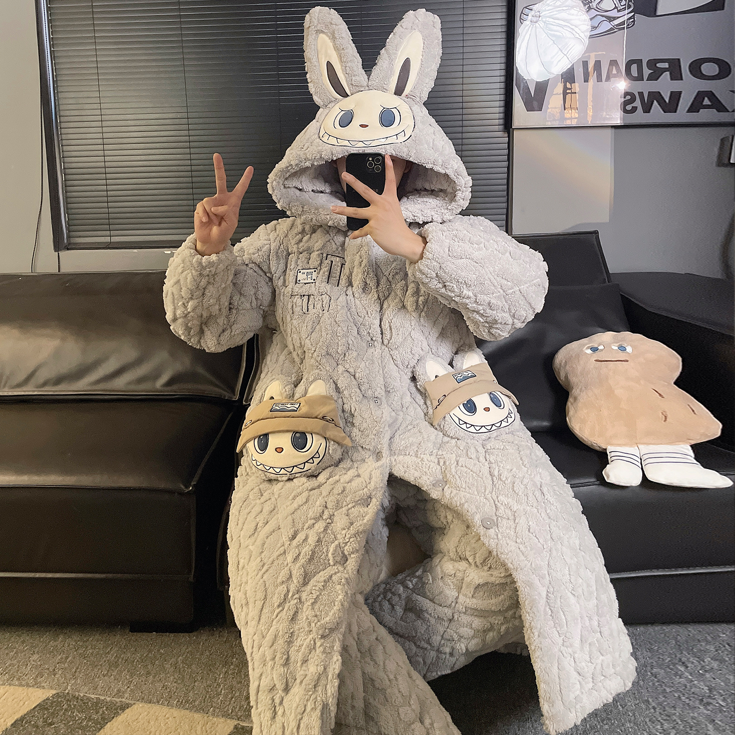 三层夹棉加厚睡袍冬季男士睡衣加厚加绒秋冬款珊瑚绒家居服 7844