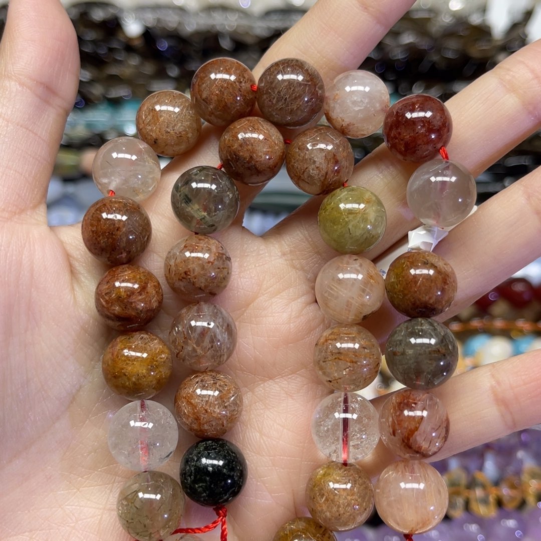 水晶项链未镶嵌天然彩发晶卡12.5长条38厘米