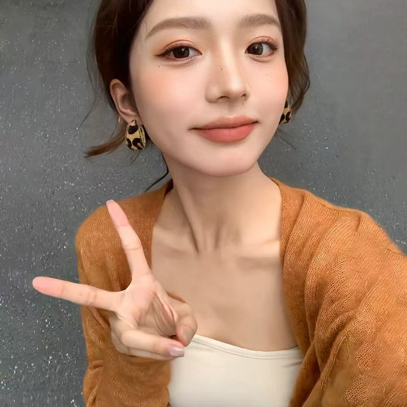 铜合金耳饰 欧美风豹纹日韩耳环欧美简约百搭耳饰N3630