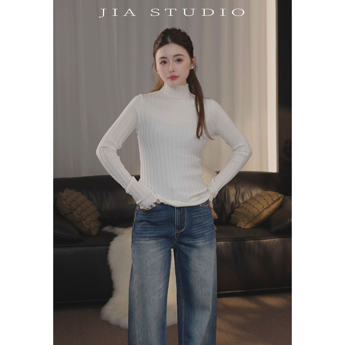 【佳佳】女针织极简风中长款秋冬季毛针织衫JQ50243