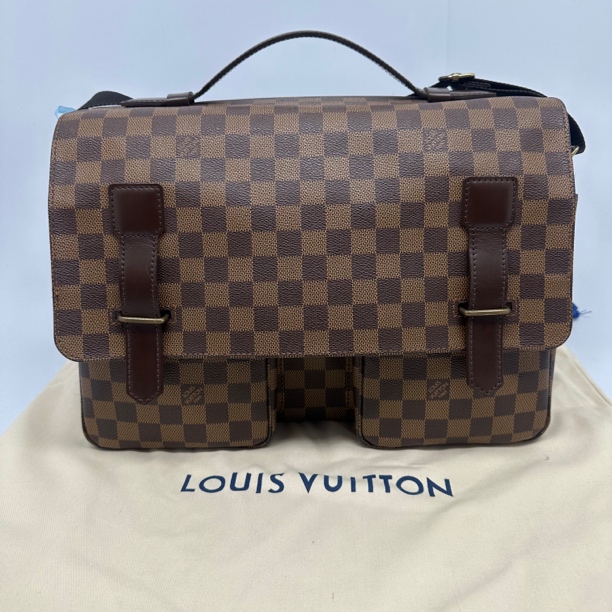 99新 LouisVuitton/路易威登 棕棋盘格剑桥骆驼包6166尺寸34*25