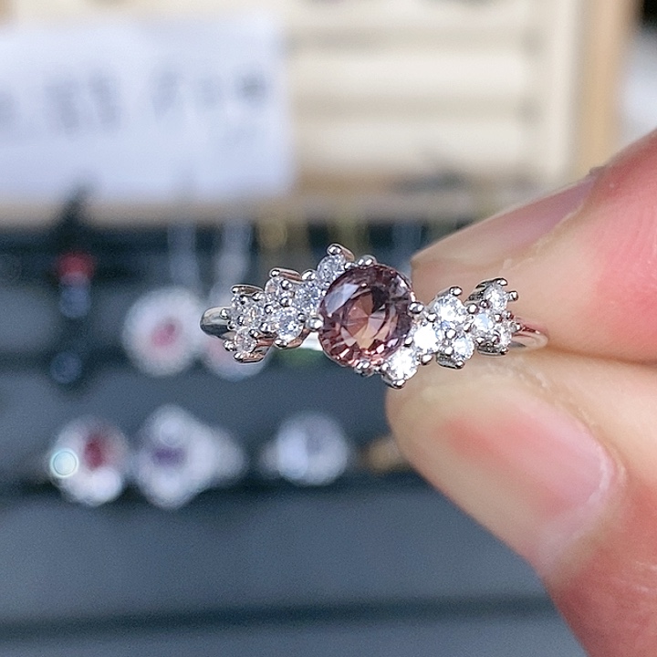 彩色蓝宝石戒指银S925镶嵌