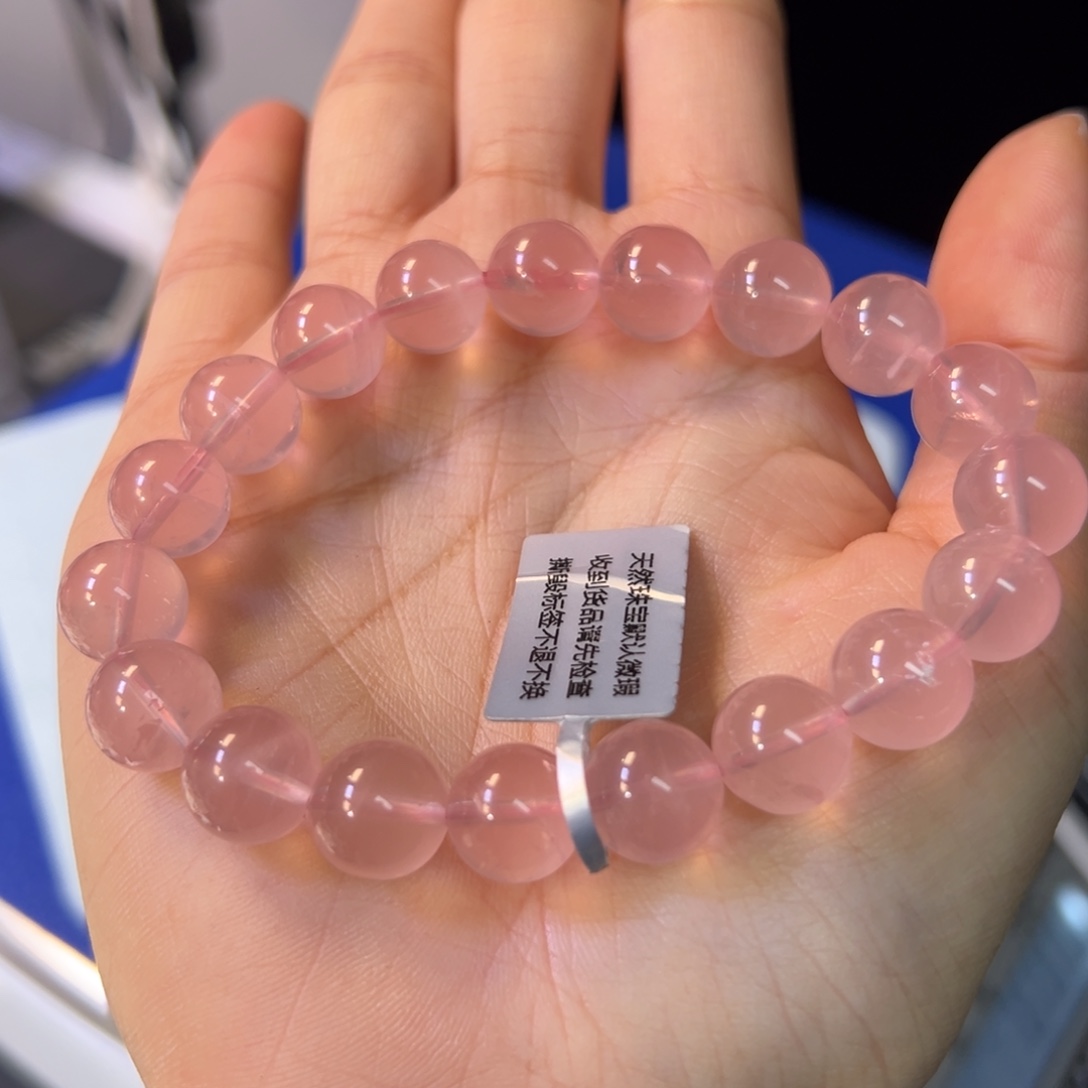 佩***儿手串未镶嵌水晶10m高货福利蜜桃色马粉