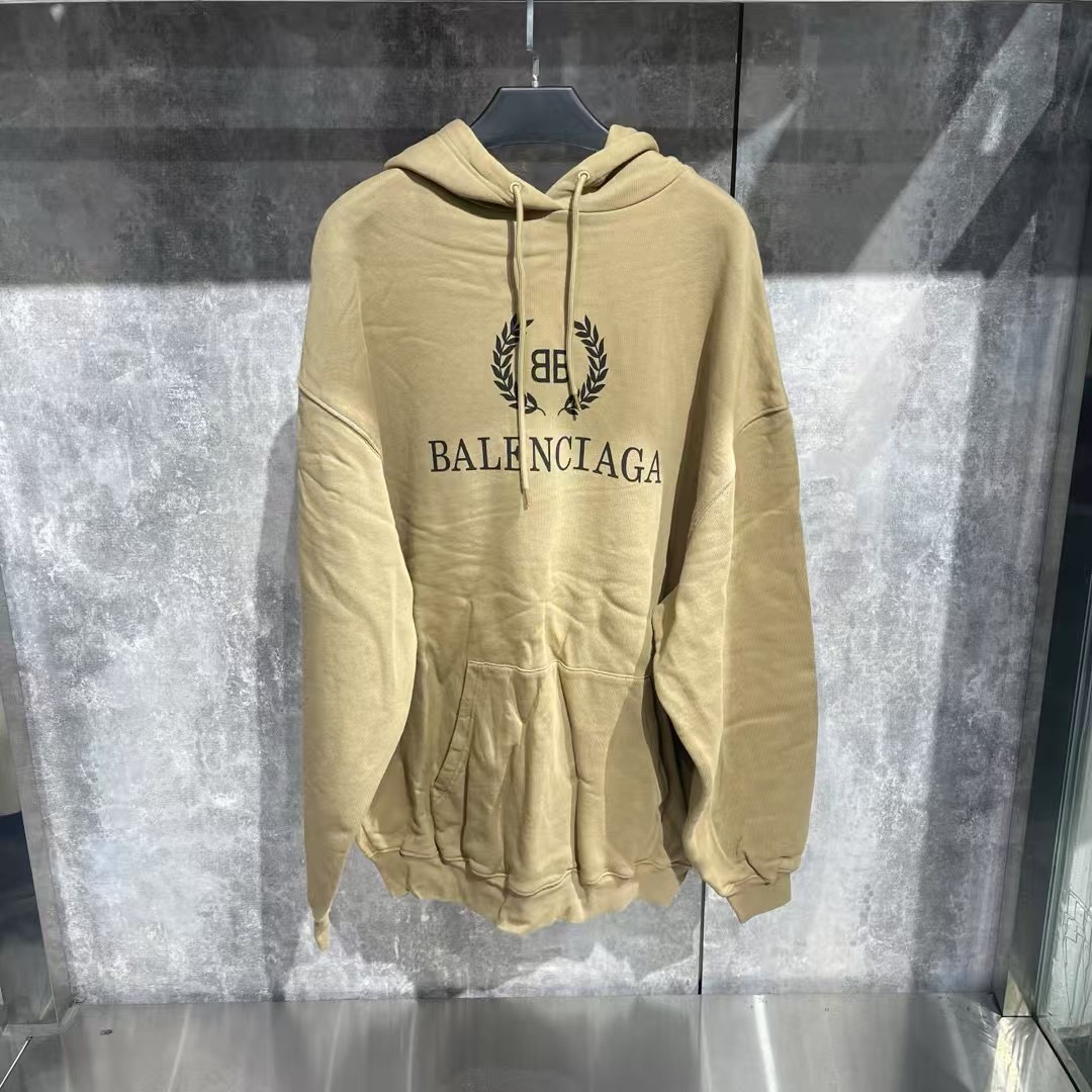 99新 Balenciaga/巴黎世家 卡其麦穗卫衣/m码/99新