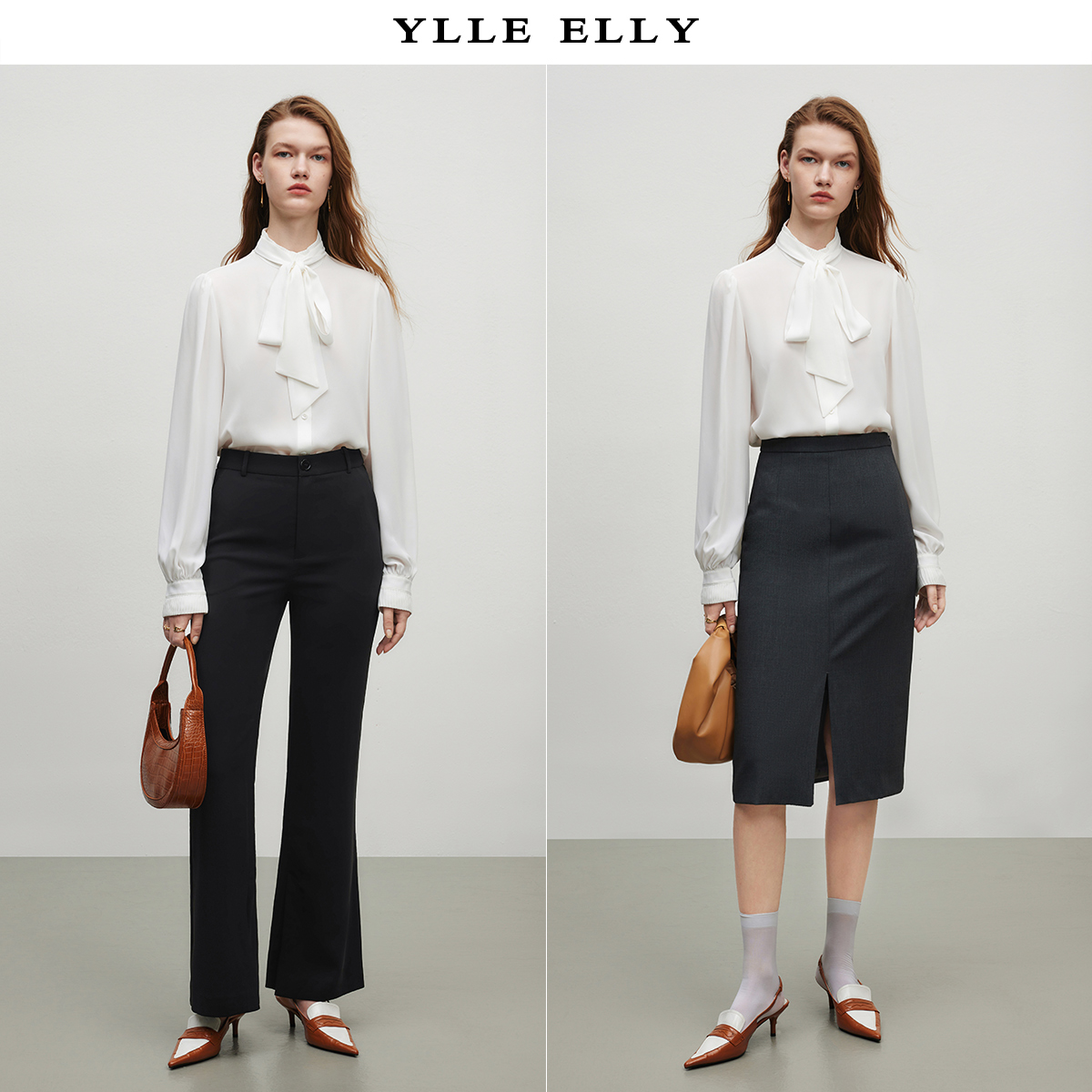 【羊羊专属】设计款长袖纯色飘带衬衫Y311302171