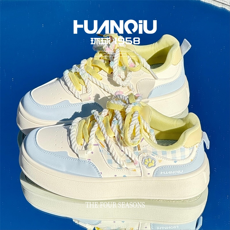 环球爆款秋季板鞋校园风可爱软底学生鞋糖果色休闲运动板鞋小白鞋