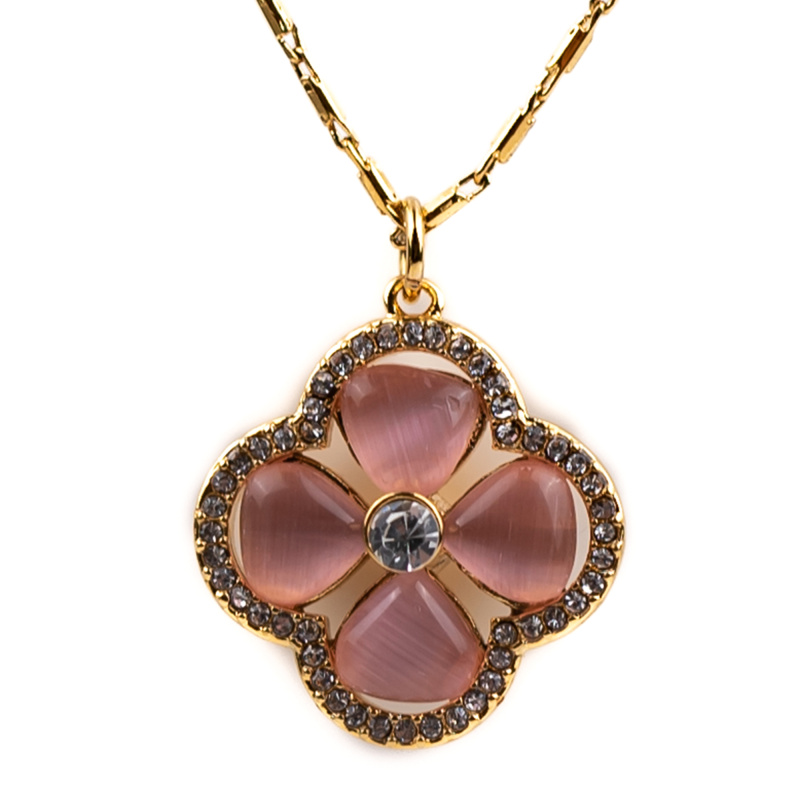 铜合金合成锆石项链 铜合金项链 四瓣花复古百搭项链210