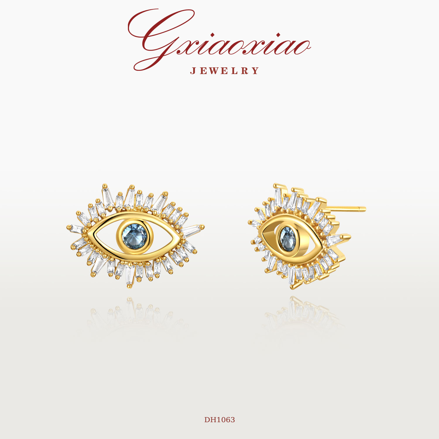 G XIAOXIAO 镀K金 法式气质高级恶魔之眼耳环 DH1063 DH1064