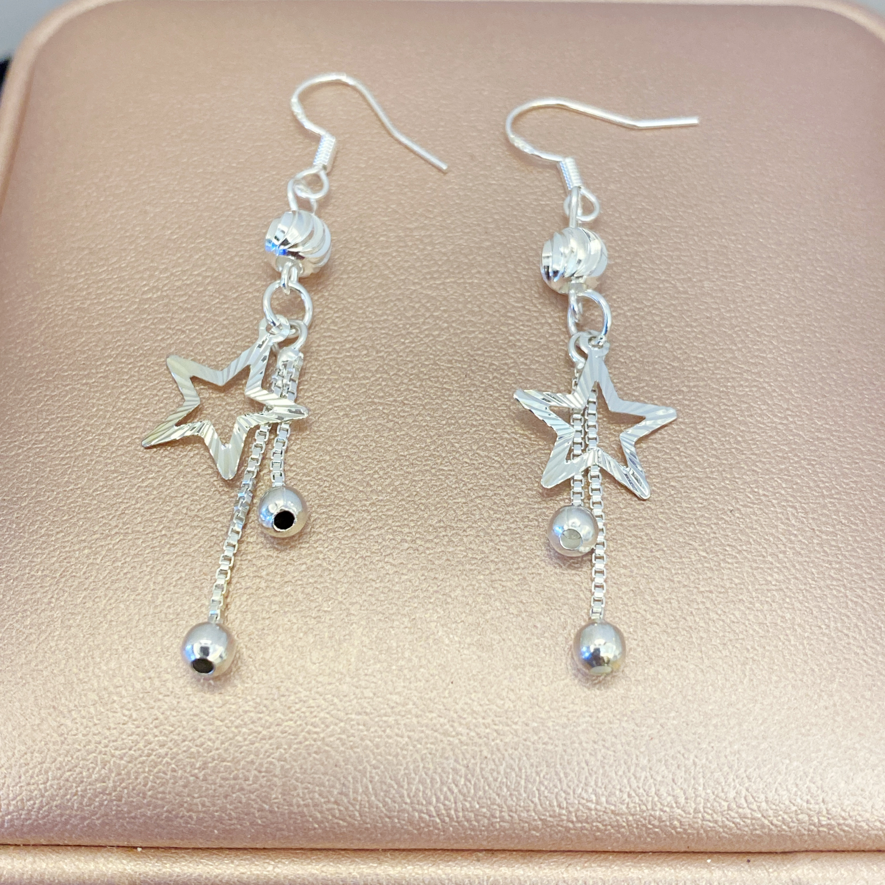  编号03 s925银针五角星流苏耳环