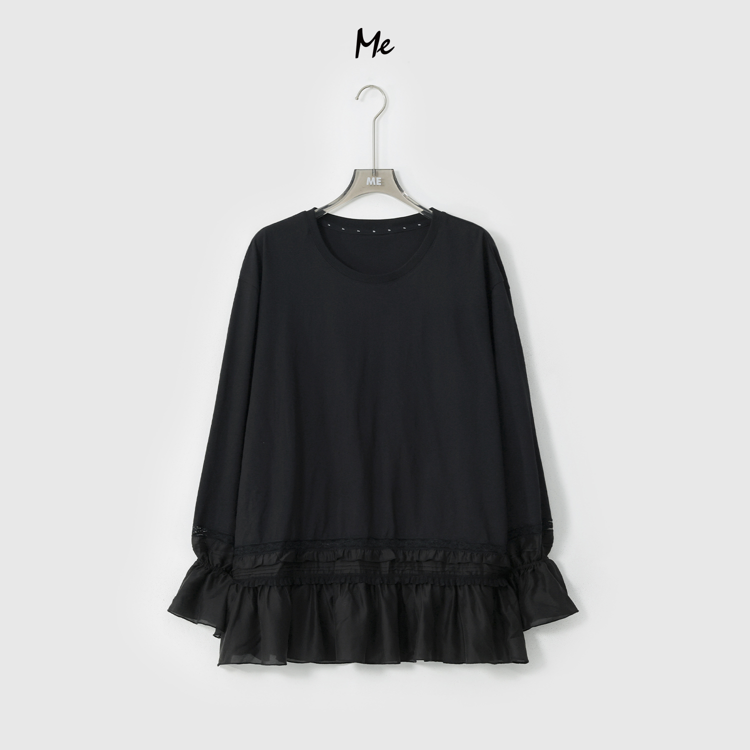 ME【少女花荷衫】蕾丝拼接花苞感时尚百搭休闲一手长上衣MESA1082