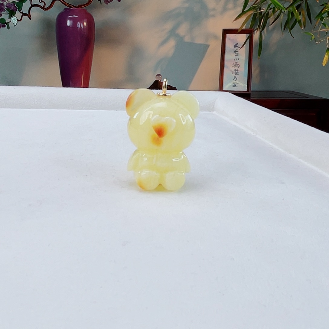 蜜蜡颈饰18K金镶嵌蜜蜡