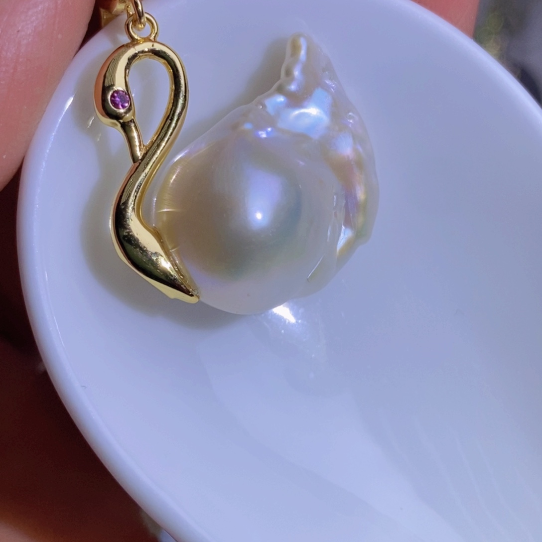 银S925镶嵌天然淡水珍珠淡水珍珠